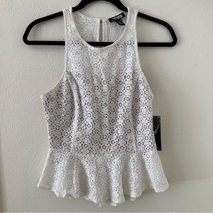 Fashion Star (Only at Macy’s) White Lace Peplum Top - Size 4